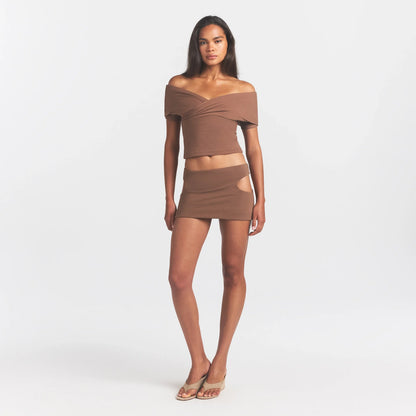 Cotton Jersey Cut Out Mini Skirt
