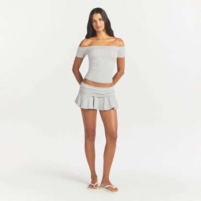 Cotton Jersey Foldover Mini Skort