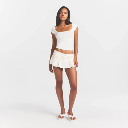 Cotton Jersey Foldover Mini Skort