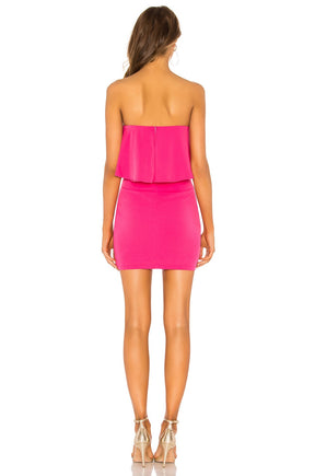 superdown Catalina Ruffle Tube Mini Dress in Hot Pink