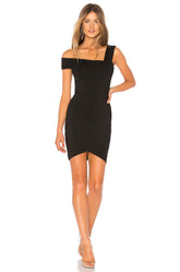 superdown Fallon Asymmetrical Mini Dress in Black