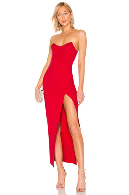 superdown Ryleigh Strapless Maxi Dress in Red