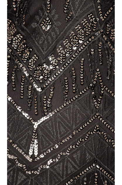 superdown Nia Sequin Fringe Dress in Black