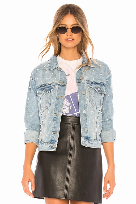 superdown Pearl Denim Jacket in Light Blue Wash