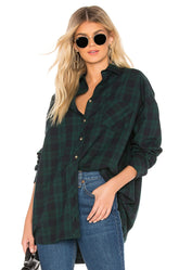 superdown Audriana Oversized Flannel Top in Green