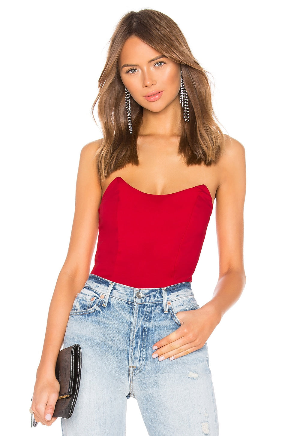 superdown Stevie Sweetheart Bodysuit in Red