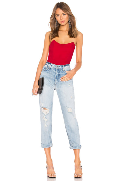 superdown Stevie Sweetheart Bodysuit in Red