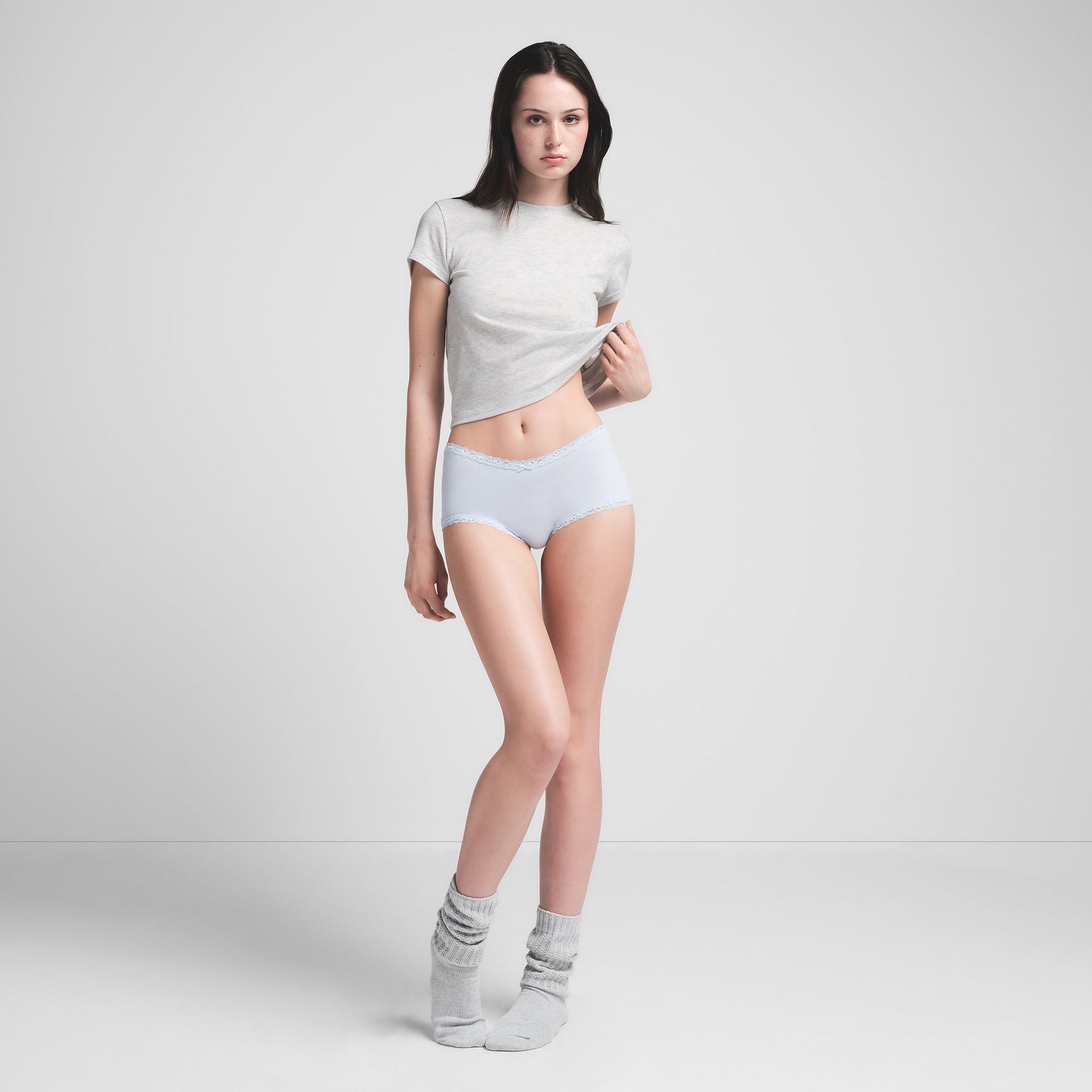 LIGHTWEIGHT COTTON LACE BOY SHORT | ZEN BLUE