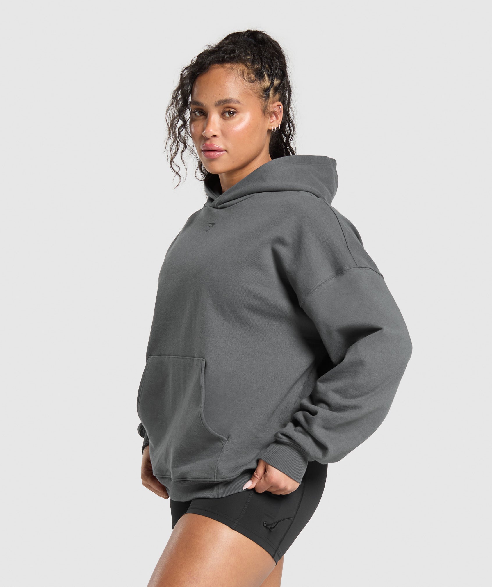 Gymshark Back Gains Graphic Hoodie - Graphite Grey