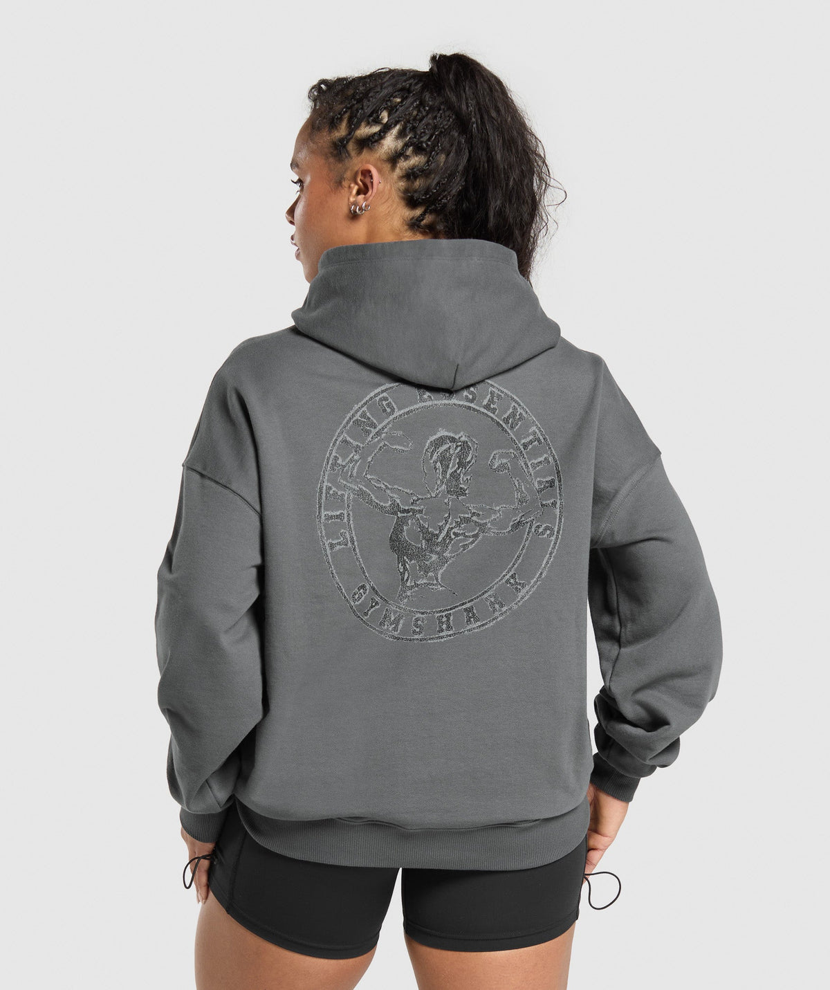 Gymshark Back Gains Graphic Hoodie - Graphite Grey