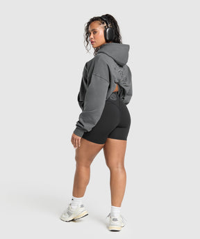 Gymshark Back Gains Graphic Hoodie - Graphite Grey