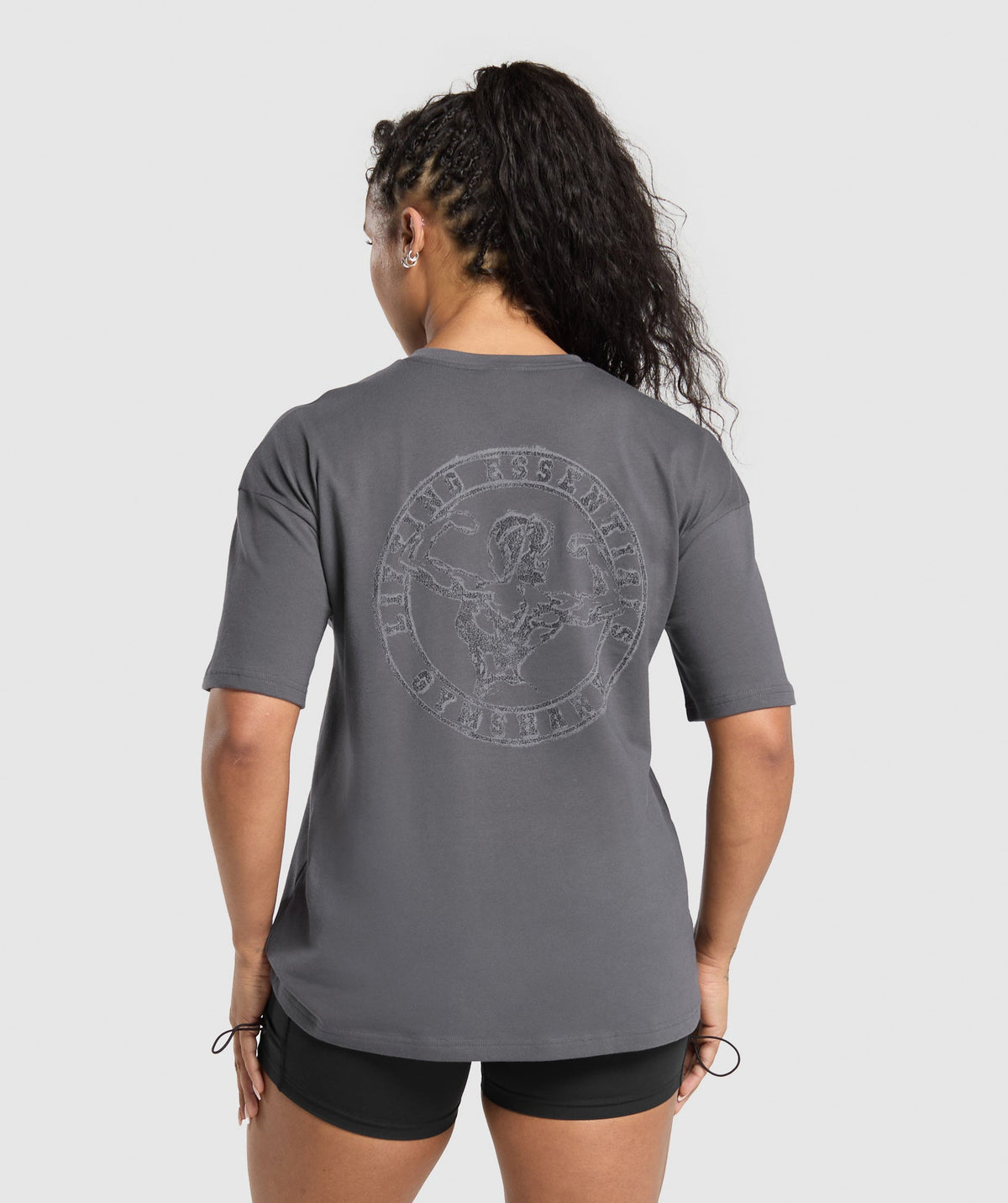 Gymshark Back Gains Graphic Oversized Tee - Graphite Grey