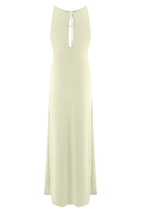 Beryl Slinky Maxi Dress With Pearls - Ivory