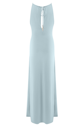 Beryl Slinky Maxi Dress With Pearls - Pale Blue
