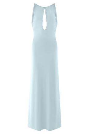 Beryl Slinky Maxi Dress With Pearls - Pale Blue