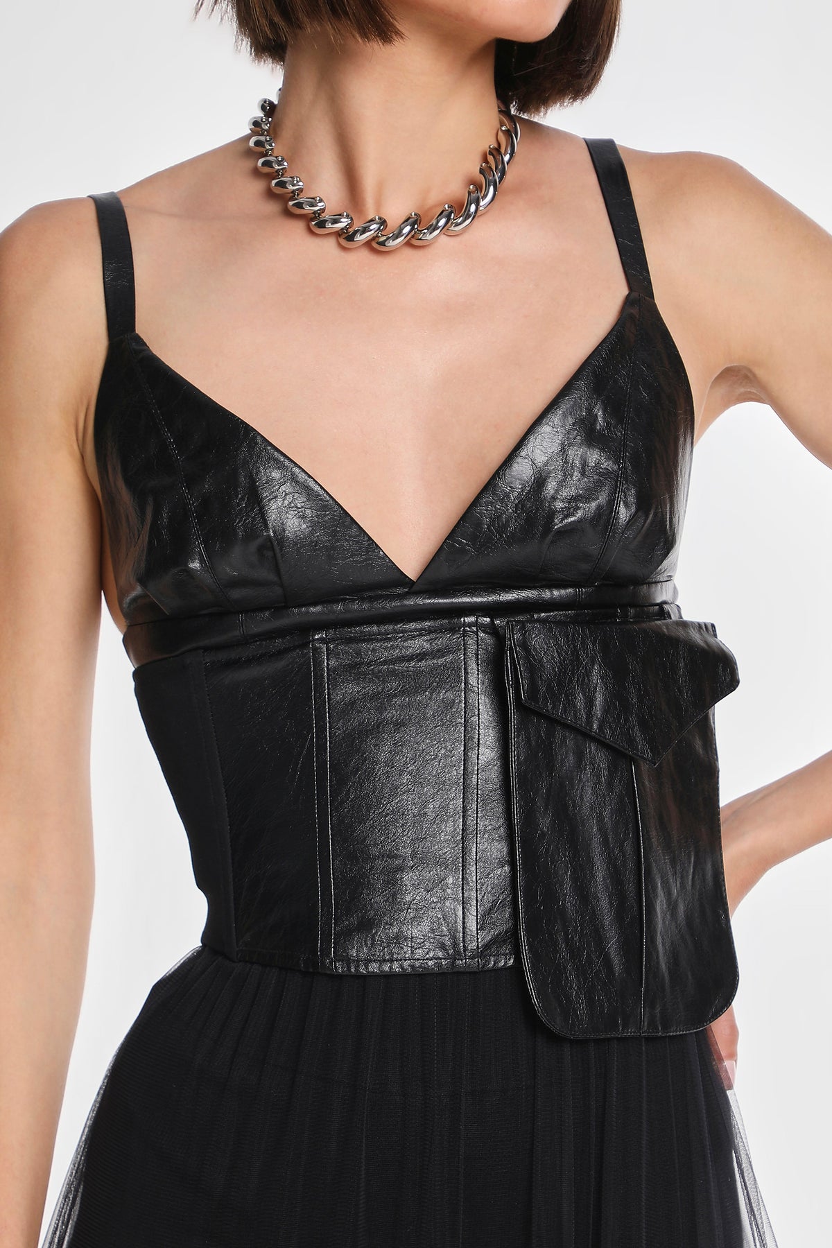 VEGAN LEATHER CORSET BELT W/ POCKET