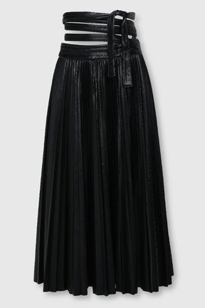 ALLEGRA VEGAN LEATHER PLEATED SKIRT