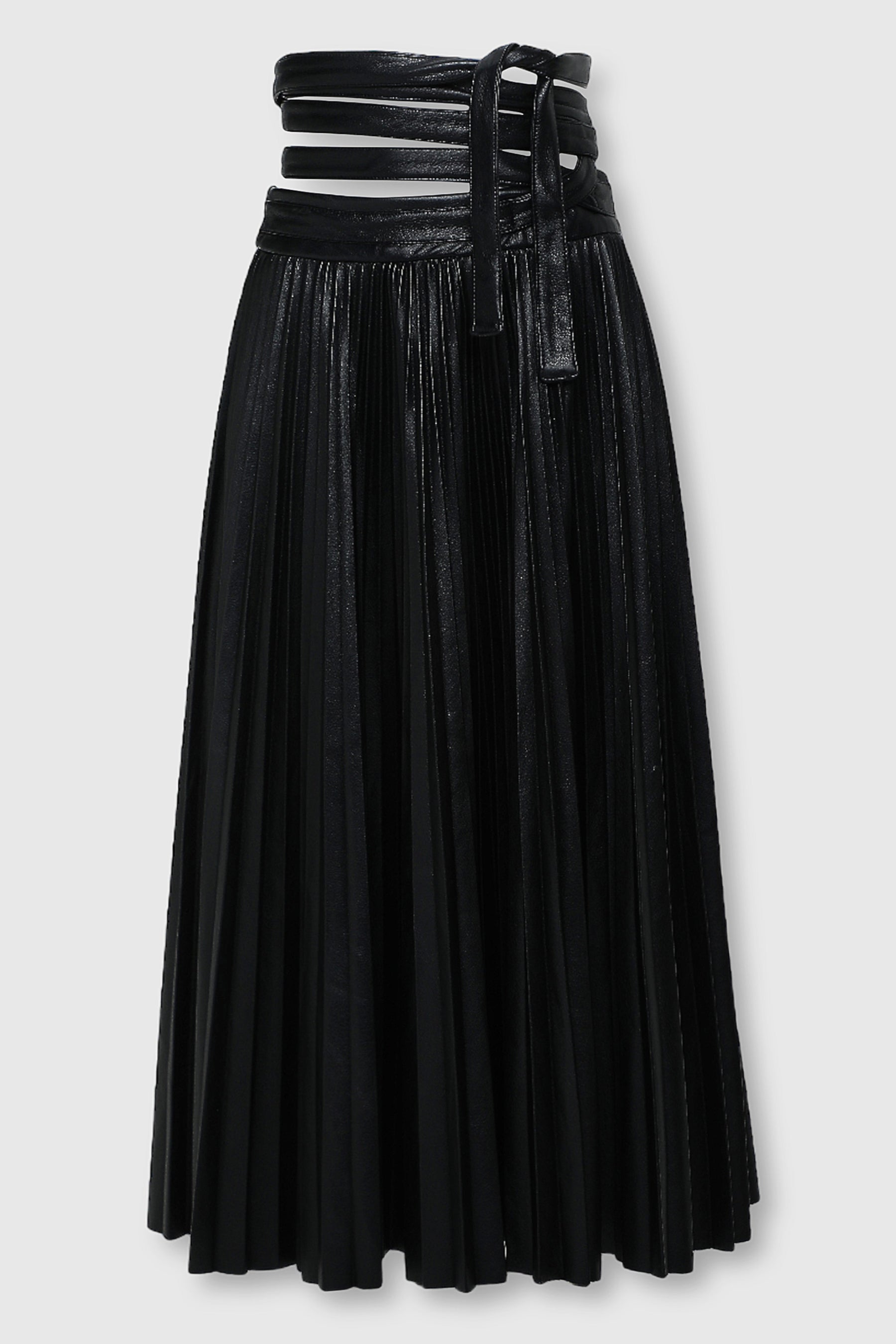 ALLEGRA VEGAN LEATHER PLEATED SKIRT