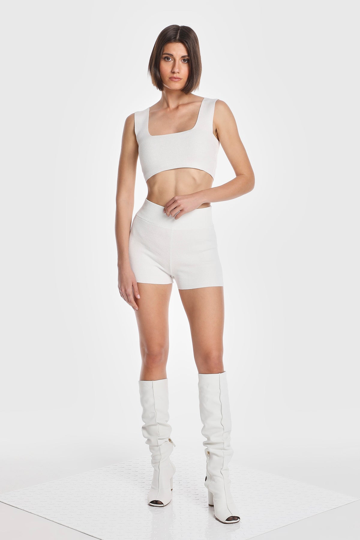 KNIT SQUARE BRALETTE AND BOXER SET