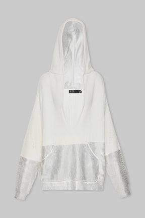 METALLIC EDGE KNIT HOODIE