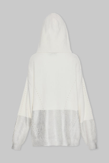 METALLIC EDGE KNIT HOODIE