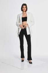 OVERSIZED TWILL BLAZER W/ DRAWSTRING
