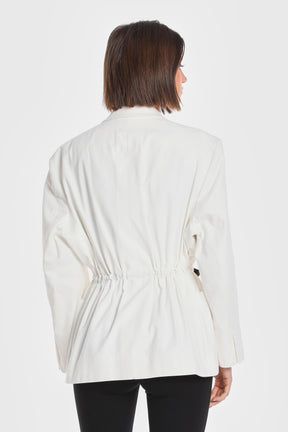 OVERSIZED TWILL BLAZER W/ DRAWSTRING
