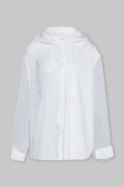 HALF MESH HOODED SHIRT