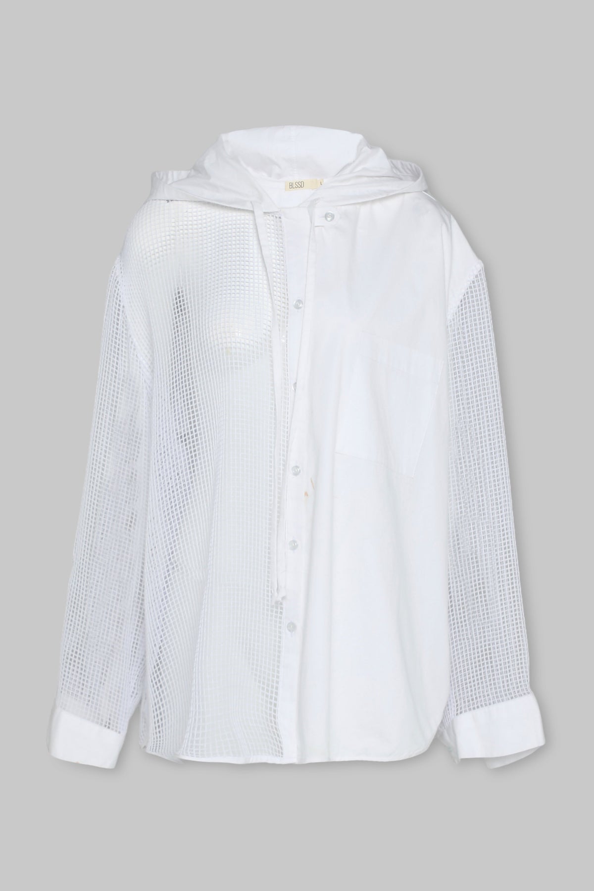 HALF MESH HOODED SHIRT