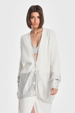 METALLIC EDGE KNIT CARDIGAN