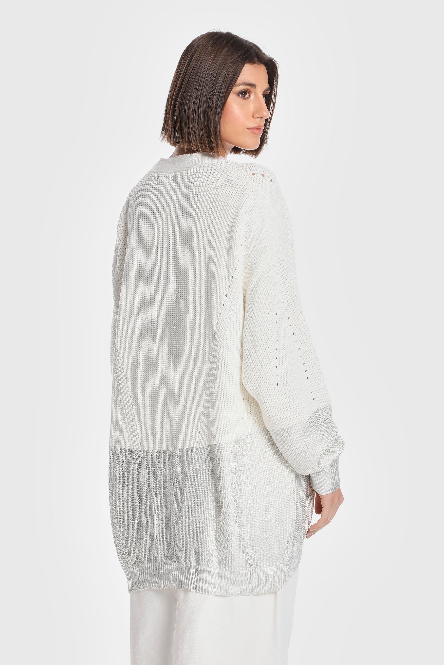 METALLIC EDGE KNIT CARDIGAN