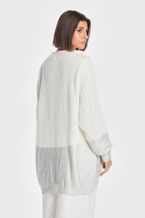 METALLIC EDGE KNIT CARDIGAN