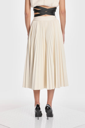 ALLEGRA VEGAN LEATHER PLEATED SKIRT