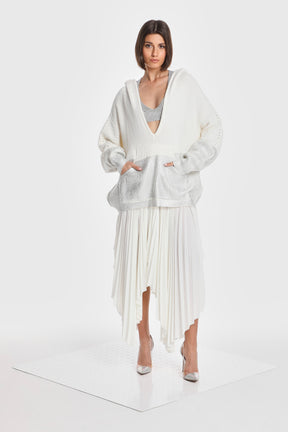 METALLIC EDGE KNIT HOODIE