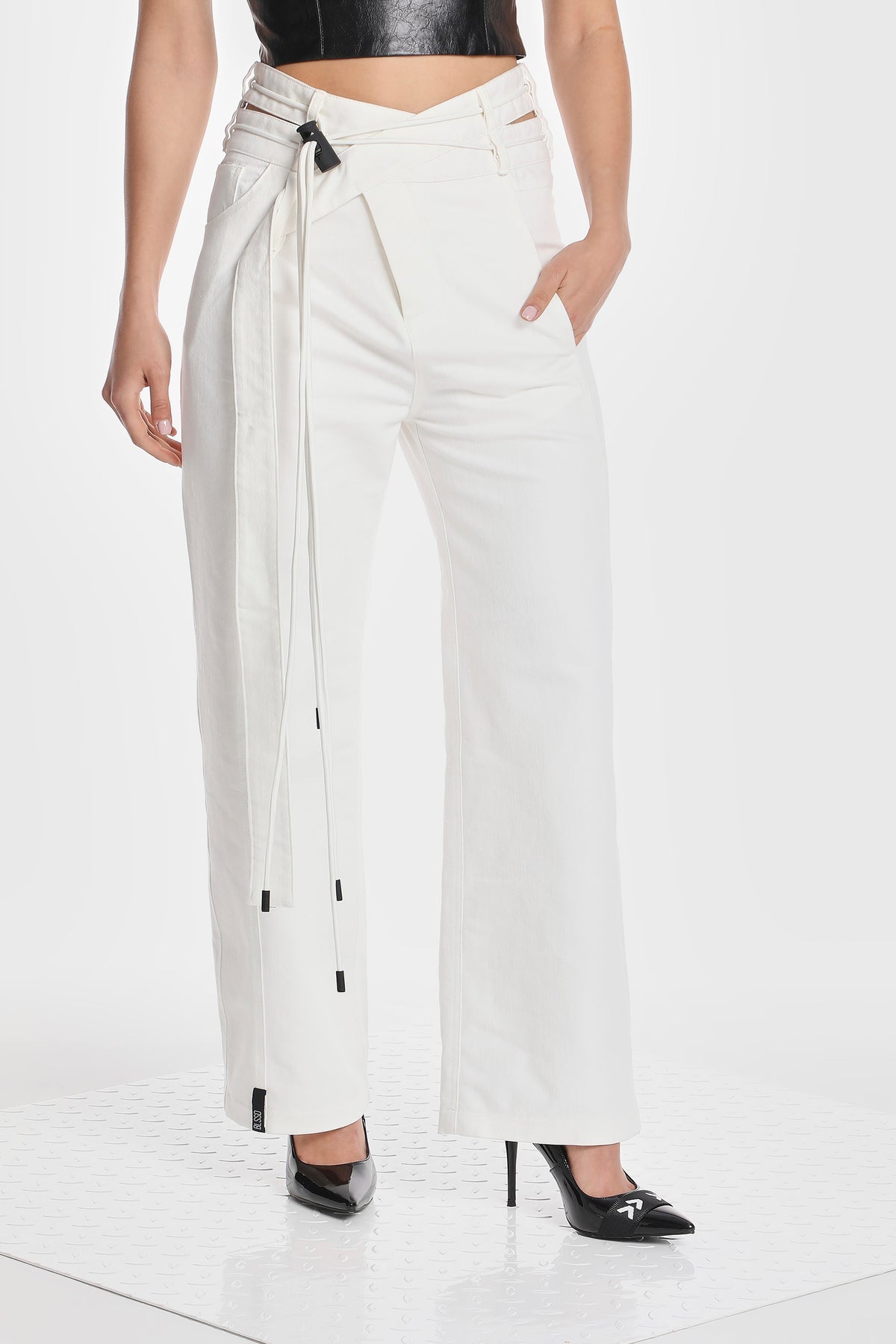 DOUBLE WAIST DENIM PANTS
