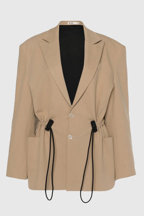 OVERSIZED TWILL BLAZER W/ DRAWSTRING