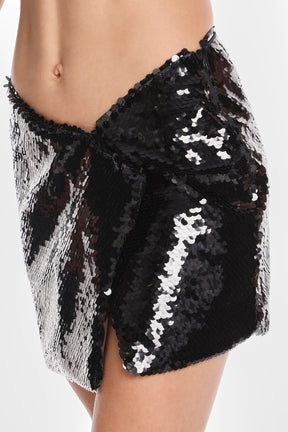 SEOUL SEQUIN SLANTED MINI SKIRT