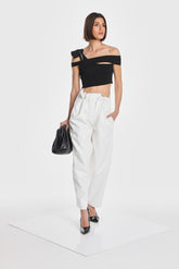 CROSSOVER ONE SHOULDER TOP W/ SHOULDER PAD