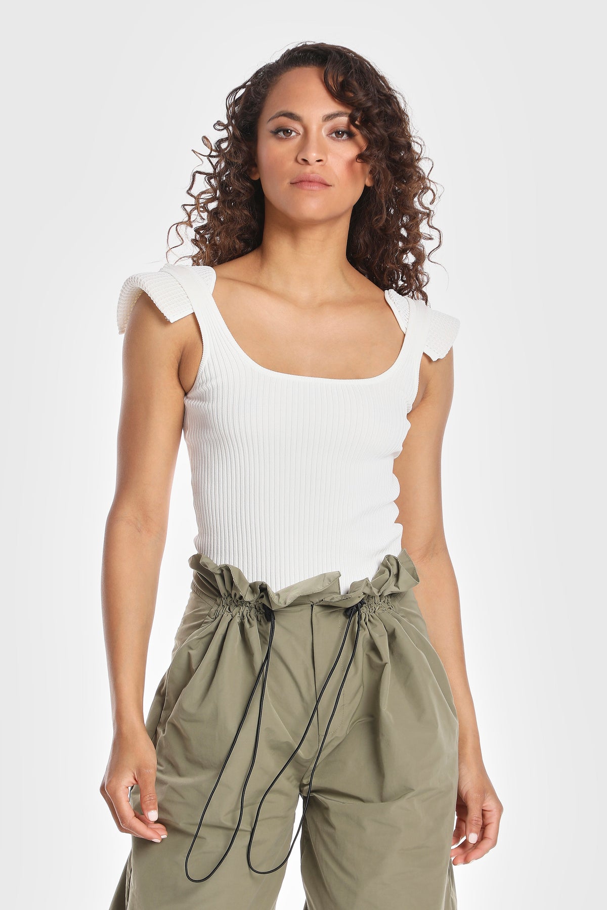 KNIT TANK W/ SHOULDER PADS