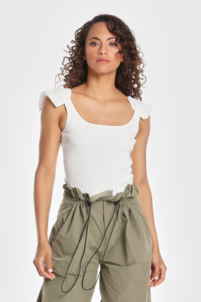 KNIT TANK W/ SHOULDER PADS