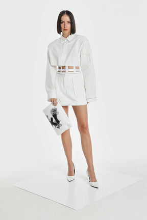 INSIDE OUT WAIST PLEATED MINI SKORT