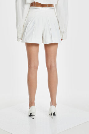 INSIDE OUT WAIST PLEATED MINI SKORT