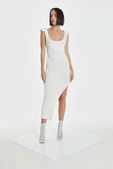 HARNESS KNIT DRESS W/ SHOULDER PADS