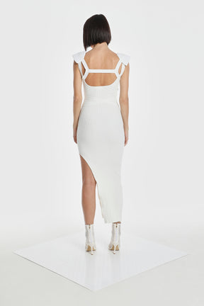 HARNESS KNIT DRESS W/ SHOULDER PADS