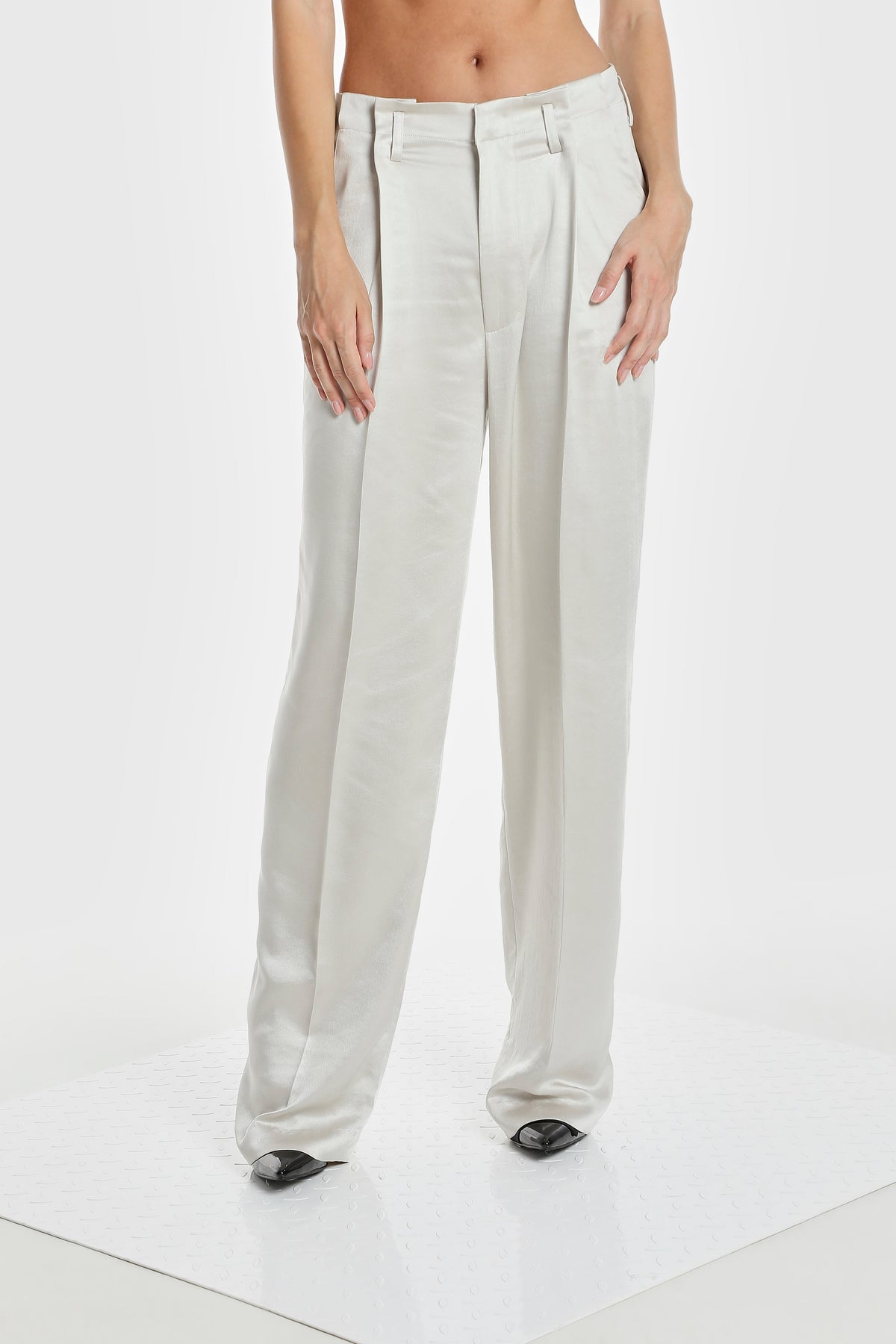 WAIST FOLD SILK PANTS