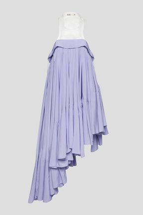MESH RACER NECK ASYMMETRIC DRESS