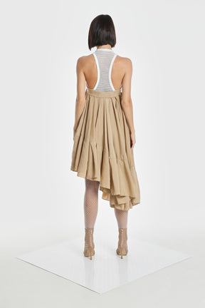 MESH RACER NECK ASYMMETRIC DRESS