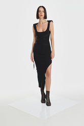 HARNESS KNIT DRESS W/ SHOULDER PADS