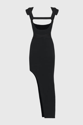 HARNESS KNIT DRESS W/ SHOULDER PADS