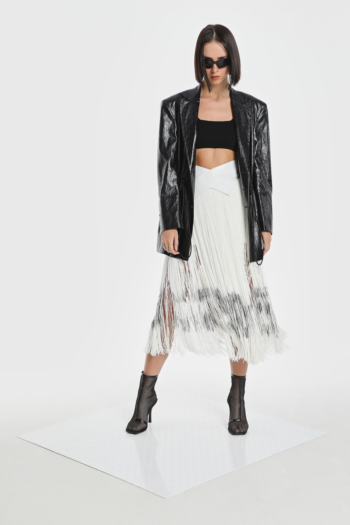 CODE FRINGE MIDI SKIRT